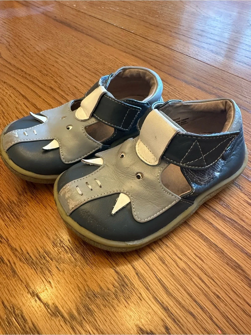 Livie & Luca Gray and Cream Elephant Accent Velcro Walkers